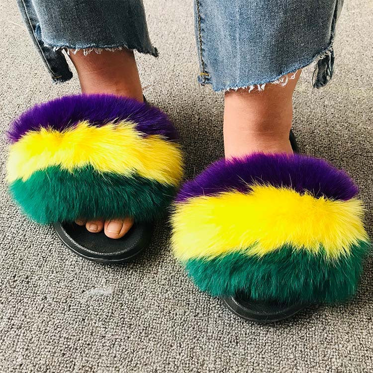 Wholesale fox fur slippers women's outdoor slippers home fur fur slippers